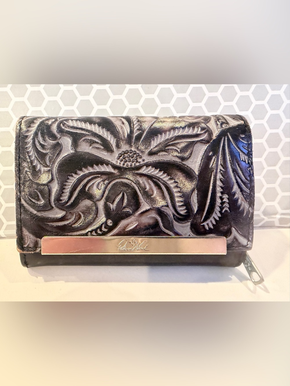 Patricia Nash Leather Zip Wallet - Black